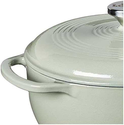 Lodge 4.5 Quart Enameled Cast Iron Dutch Oven with Lid – Dual Handles – Oven Safe up to 500° F or on Stovetop - Use to Marinate, Cook, Bake, Refrigerate and Serve – Desert Sage - Image 5