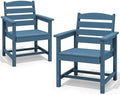 SERWALL Patio Dining Chair Set of 2,All Weather HDPE Dining Chair, Blue by SERWALL