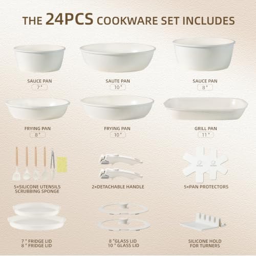 BECIGAR 24PCS Ceramic Pots and Pans Set - Image 2