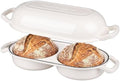 VORRINGARD Enameled Cast Iron Double Dutch Oven with Lid, Dual Round Loaf Pan, Bread pan for Homemade Sourdough Bread Baking, White by Unknown