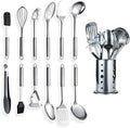 Berglander Cooking Utensil Set 13 Piece Stainless Steel Kitchen Tool Set with Holder, Include Cooking Spoon, Spatula, Whisk, Cooking Tong and etc. (13 Pieces) by Berglander