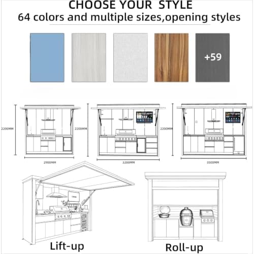 Outdoor Kitchen Pod with Built-in BBQ Grill and Storage Stainless Steel Cooking Station Prefabricated Cooking Set All-Weather Portable Garden Shed for Backyard Parties and Garden Entertaining - Image 6