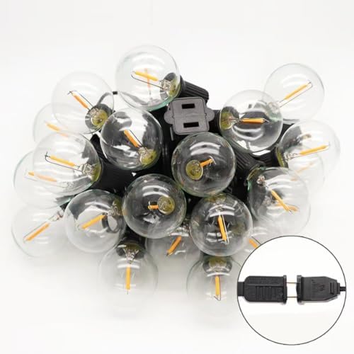 100FT Outdoor Patio Black String Lights with 52 Shatterproof G40 LED Clear Globe Bulbs for Indoor/Outdoor, 2-Pack 50FT Connectable Hanging Lights for Backyard Balcony Party Decor - Image 6