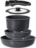 GiPP 5PCS Ceramic Pots and Pans Set Nonstick Detachable Handle Cookware Set by GiPP