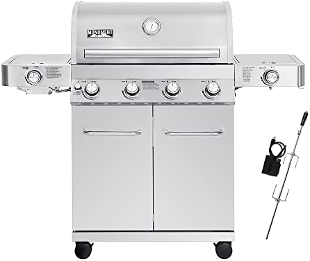 Monument Grills Larger 4-Burner Propane Gas Grills Stainless Steel with Rotisserie Kit(2 Items) by MonumentGrills