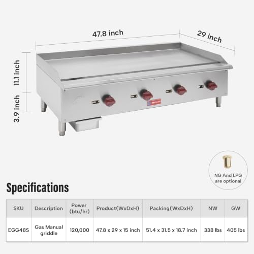 WESTLAKE 48"W Commercial Gas Griddle Countertop - Image 2