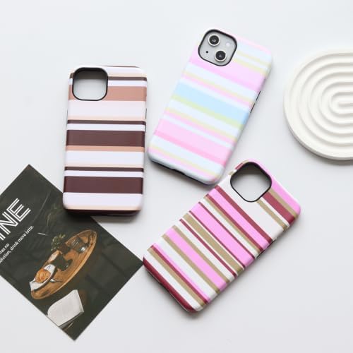 for iPhone 14 Plus Case, Magnetic Matte Frosted Dual-Layer Striped Phone Case for Women, Retro Aesthetic Cover Compatible with MagSafe Accessories - Berry Sage - Image 6