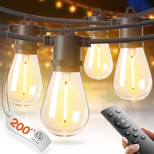 addlon 200FT LED Outdoor String Lights, Waterproof Dimmable Bulbs for Patio by addlon