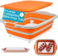BIRDROCK HOME 18L Collapsible BBQ Prep Tub with Lid, Orange, 22” L x 16” W by BIRDROCKHOME