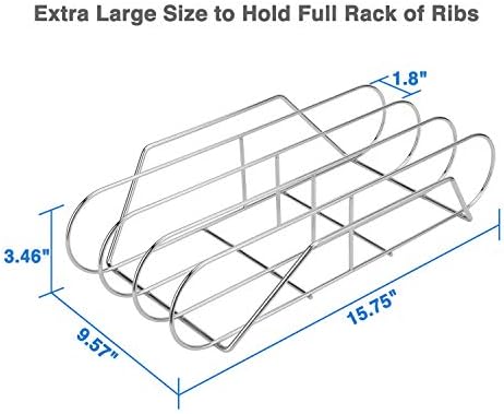 Extra Long Stainless Steel Rib Rack for Smoking and Grilling, Holds up to 3 Full Racks of Ribs, Fits 18” or Larger Gas Smoker or Charcoal Grill, Perfect Smoker Accessories Gifts for Men - Image 4