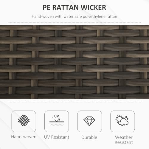 Outsunny 29 Gallon Patio Wicker Storage Bench Outdoor PE Rattan Cream White - Image 4