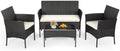 FDW 4-Piece Patio Furniture Set | Black | Outdoor Wicker Furniture by FDW