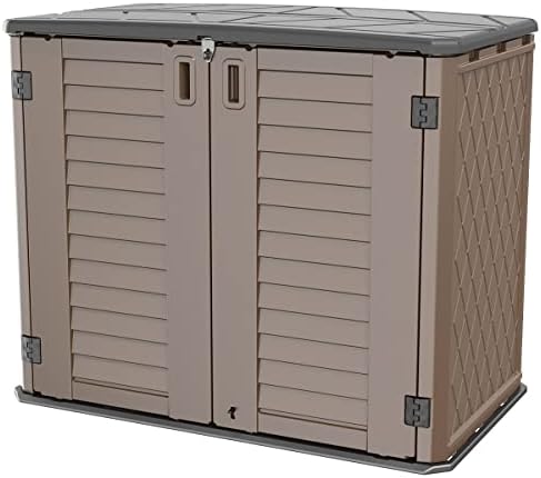 Mrosaa Horizontal Resin Storage Shed, 34 Horizontal Cu.ft Outdoor Storage Cabinet Waterproof for Garden/Backyard/Home/Pool, Lockable(34 Cu.ft-Brown) by Mrosaa
