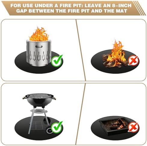 36" Fire Pit Mat for Solo Stove Bonfire - Round Fireproof Waterproof Under Grill Mat, Reusable Solo Stove Accessories for Deck Patio - Image 6