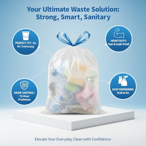 Small 3 Gallon Trash Bags Drawstring,0.96 Mil,Unscented,240 Count - Image 4