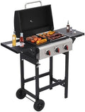 CIG GARDEN 3-Burner Propane Gas Grill 31,500 BTU with Folding Side Tables by Unknown