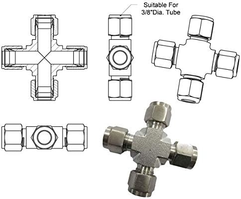 Misting Fittings (Cross Four Way Compression - 3/8 -Pack of 5) - Image 2