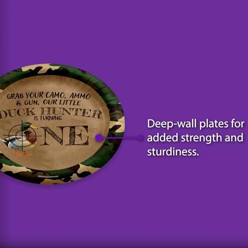 Duck Hunter First Birthday - 32 Piece Disposable Party Supplies - Decorations for Hunting 1st Birthday Round Party Plates - Large 9" Paper Plates In Bulk - Image 3