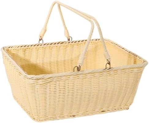 Baoblaze Outdoor PP Woven Picnic Basket Organizer, with Foldable Handle Multifunctional for Park Farmhouse Dining Table Small Sundries, 40cmx30cmx18cm - Image 7