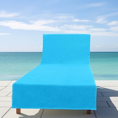 COTTON CRAFT Pool Lounge Chair Cover - 2 Pack Euro Spa Waffle Weave - Aqua - Image 5