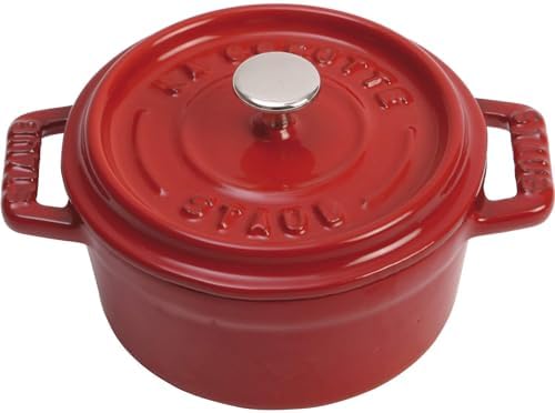 Staub Cast Iron 0.25-qt Mini Round Cocotte - Cherry, Made in France by Unknown
