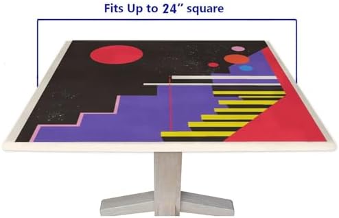 Elastic Table Cloth, Modern Minimalism Pattern Printed on Oilproof Patio Coffee Table Cover, Great for Picnics BBQs Daily Meals, Fit for 24" x 24" Square Tables - Image 5