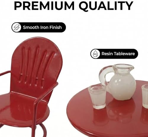 6 PCS Dollhouse 1:12 Scale Miniature Iron Table Chairs Set - Image 7