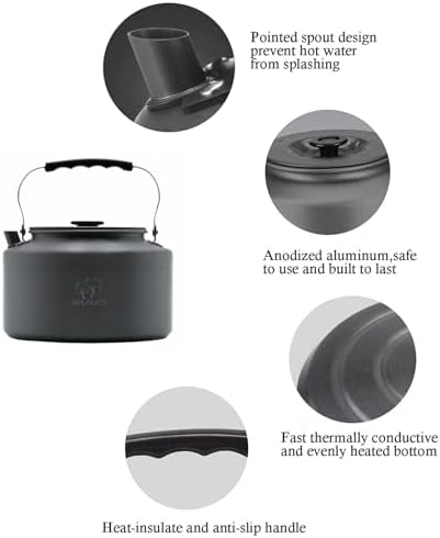 Bulin Camping Kettle, 1.6L Large Portable Stovetop Camp Tea Coffee Pot - Image 3