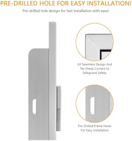 17W x 24H Outdoor Kitchen Access Door, Stainless Steel - Image 3