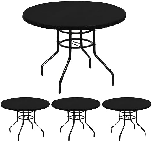 LUSHVIDA 4PCS Round Tablecloth, Fitted Table Cloth for 45"-56" Tables Black by LUSHVIDA