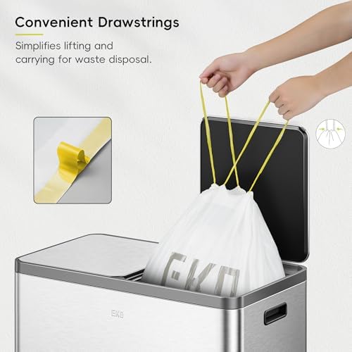 EKO 10.6 Gallon / 35–40 Liter Drawstring Trash Bags, 110 Count Heavy-Duty Tall Kitchen Garbage Can Liners, Extra-Strong Leak-Resistant, Unscented, White, Code M - Image 6