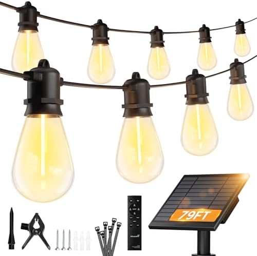 Minetom 79FT Solar String Lights Outdoor Waterproof, S14 Patio Lights by Minetom