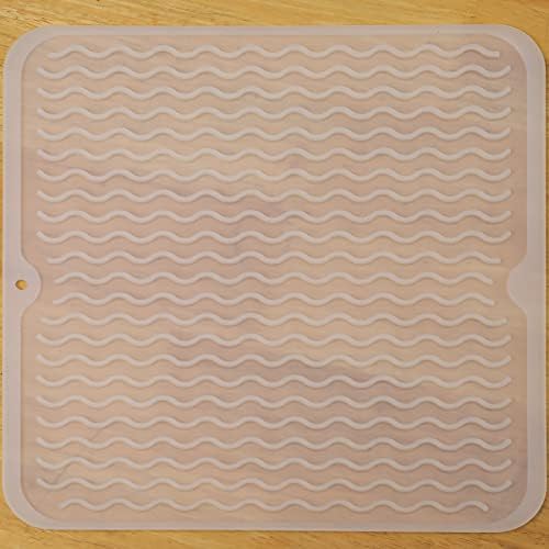 MicoYang Silicone Dish Drying Mat for Multiple Usage,Easy clean,Eco-friendly,Heat-resistant Silicone Mat for Kitchen Counter or Sink,Refrigerator or Drawer liner Translucent M 12 inches x 12 inches by MicoYang