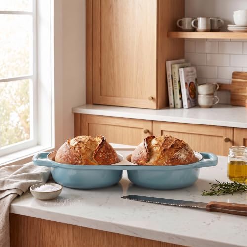 EDGING CASTING Enameled Cast Iron Double Bread Dutch Oven, Seasalt - Image 3
