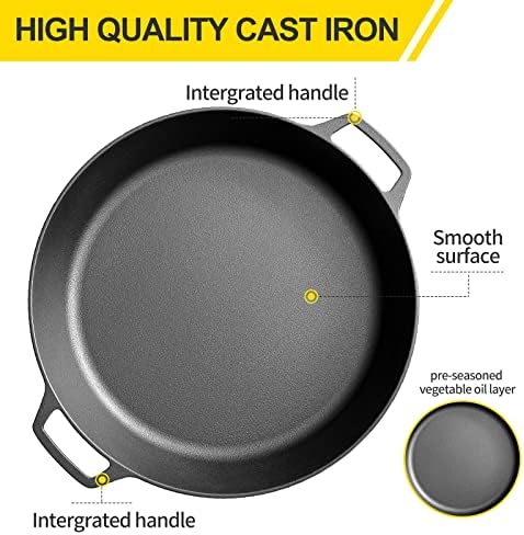 EDGING CASTING Pre-Seasoned Large Cast Iron Skillet 17 Inch, Dual Handle Outdoor Camping Frying Pan, Pizza Pan, Use for Grill, Stovetop, Induction, Oven Safe Cookware - Image 3