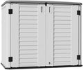 Mrosaa Outdoor Patio Storage Shed,Waterproof Horizontal Outdoor Storage Cabinet for Garbage Cans,Tools and Lawnmower Lockable(34 Cu.ft-Warm-White) by Mrosaa