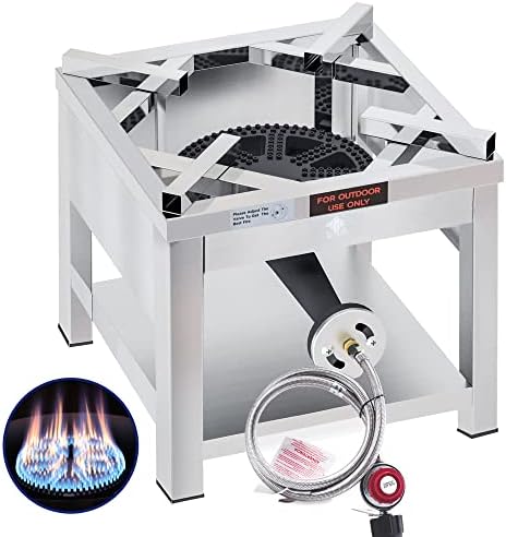 ARC Stainless Steel Propane Burner for Outdoor Large Batch Cooking,200K BTU High-Pressure,16.5"Wx16.5"H for Large Batch Cooking,10-inch Cast-Iron Burner by ARCUSA