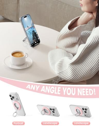 Lamicall for MagSafe Magnetic Phone Ring Grip, Super Magnet Pink Ring - Image 4