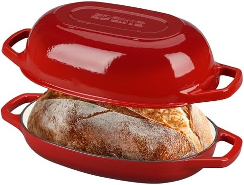 EDGING CASTING Enameled Cast Iron Oval Dutch Oven Pot with Lid, Dutch Oven for Sourdough Bread Baking, Bread Oven, Bread Dutch Oven, Oval Bread Pan, 5qt, Red - Image 3