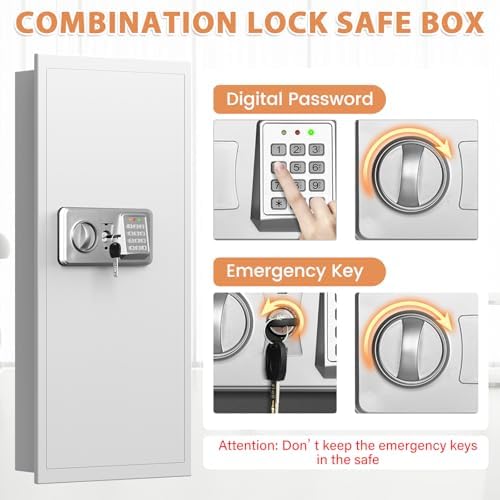 White 33.46" Tall Sturdy Wall Safes Between the Studs 16" Centers - Image 3