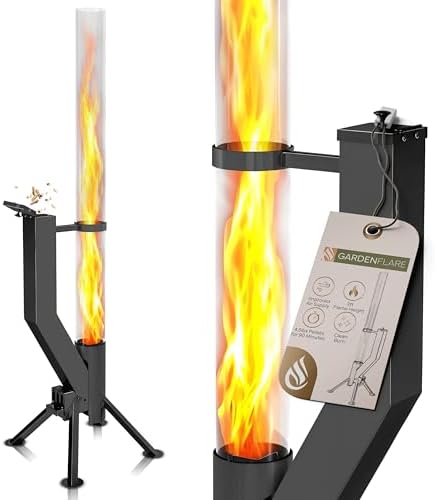Premium 58in Wood Pellet Patio Heater, Fire Tube, Black - Image 2