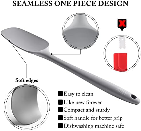 HOTEC BPA-Free Silicone Rubber Spatula Set, Grey, Set of 5 - Image 3