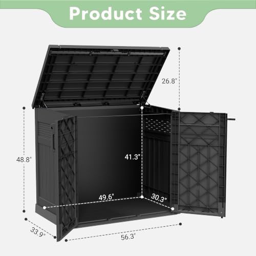 Large Outdoor Storage Cabinet 51 Cu Ft with Pneumatic Hydraulic Lid, Horizontal Outdoor Storage Shed-Easy to Assemble, Waterproof Outdoor Storage Box for Backyards - Image 6