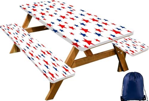 CAPSCEOLL Fitted Picnic Table Cover with Bench Covers 8ft - Stars by CAPSCEOLL