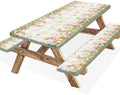 Easter Picnic Table Cover with Bench Covers, Camping Essentials, Easter Buffalo Plaid Bunny Eggs Flowers Outdoor Table Covers, Waterproof, Fitted Tablecloth Cover with Elastic Edge, 3 PCS, 30x72 Inch by Xguatan