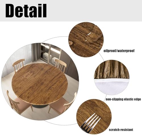 LUSHVIDA Round Tablecloth, Fitted Table Cloth for 36"-44" Tables, Pine - Image 4