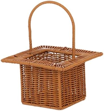 Storage Basket Organizer for Dining Table with Handle Multifunctional Picnic Basket, Brown Square - Image 7