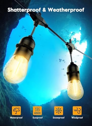 Brightown Outdoor String Lights, 112FT 35 Bulbs Shatterproof Patio Lights with Remote, IP65 Waterproof Dimmable Hanging Connectable LED Outdoor Lights for Backyard, Bistro, Porch, Deck, Balcony - Image 5