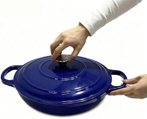 3.5 QT Enameled Cast Iron Braiser Dutch Oven with Lid, Blue by Unknown