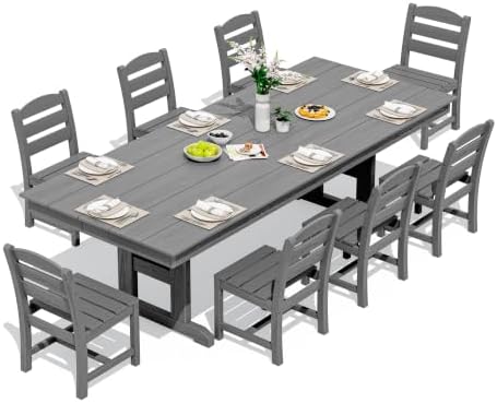 SERWALL Patio HDPE Armless Dining Chairs Set of 2, Grey - Image 3